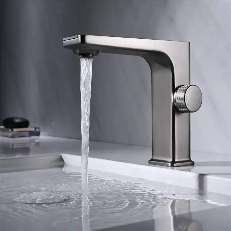 All Copper Matte Black Smart Digital Display Temperature Faucet Hot And Cold Bathroom Washbasin Brass Faucet For Hotel Toilet