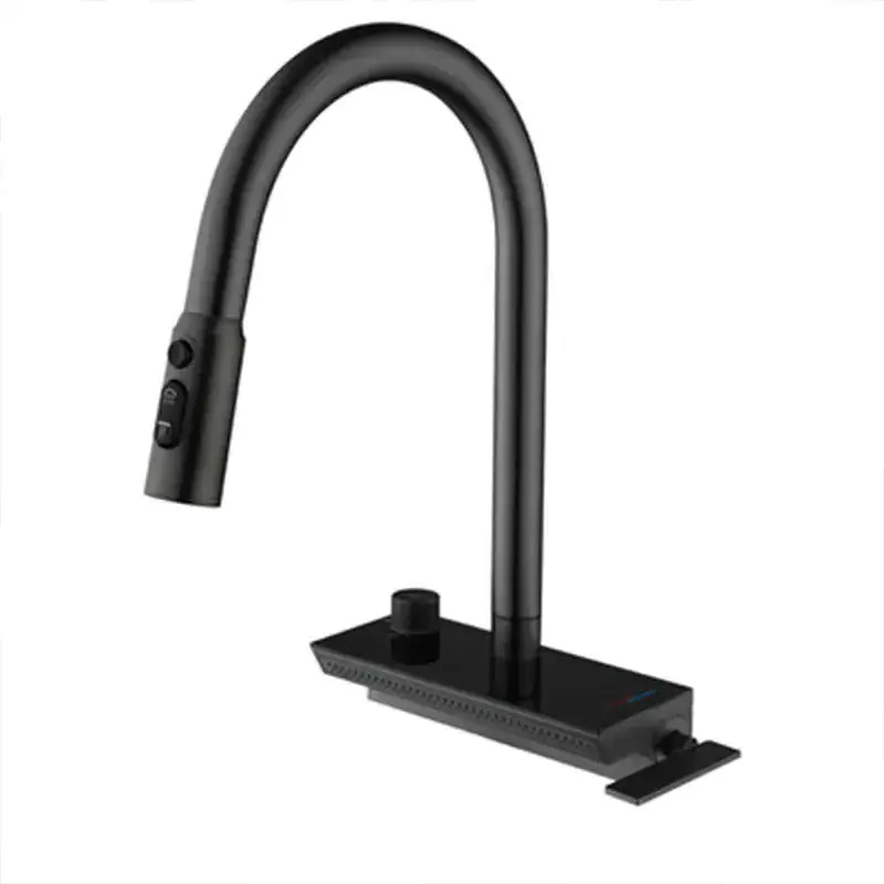 Kitchen Faucet with Dual Function Spray head in Finish,Smart display pull out kitchen faucet