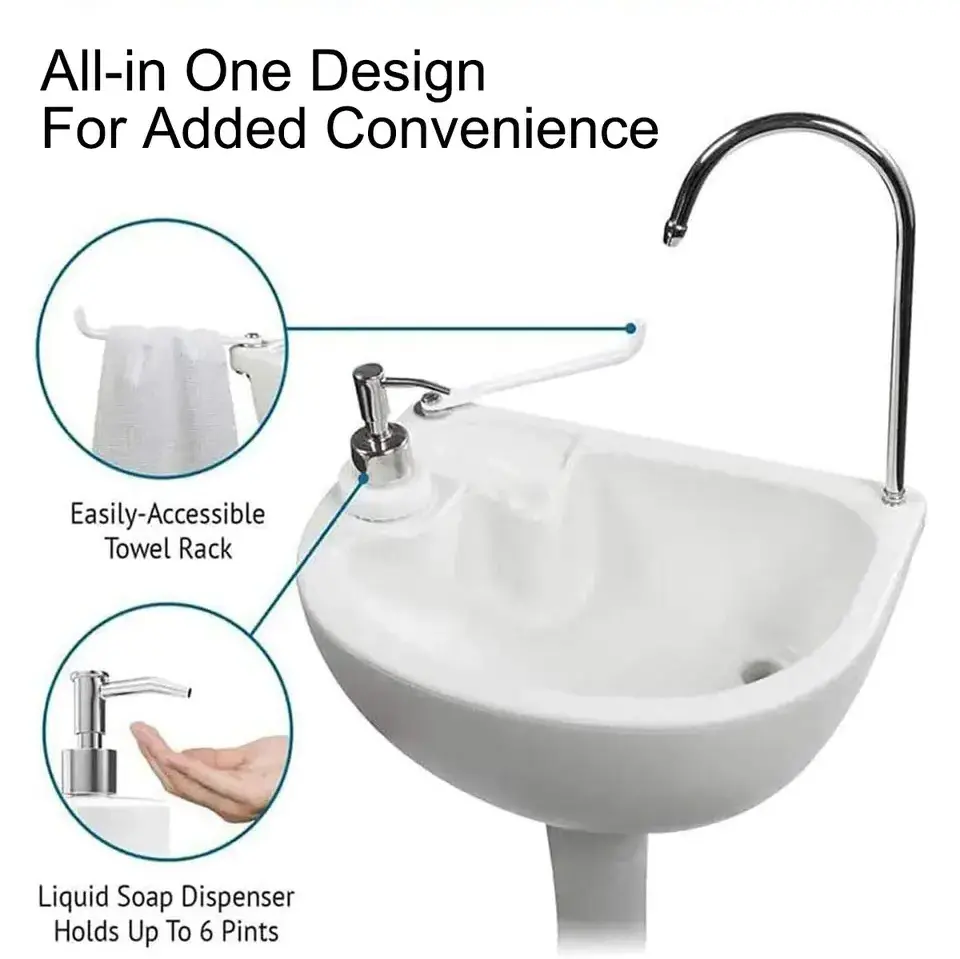 Portable Hand Wash Stand Camping Sink Hand Washing Station New HDPE Foot Pump Water Tank Camping Sink