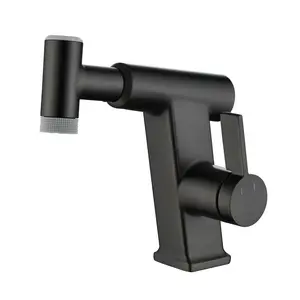 Bathroom Faucet with LED Temperature Display, Bathroom Faucet with Pull Down Sprayer, Single Handle Bathroom Mixer Tap,Black