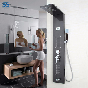 European Wall Black Smart Massage Shower Column Panel