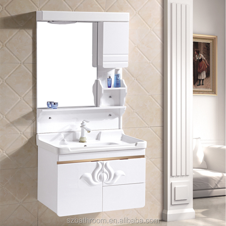 Wall Hung Waterproof PVC Bathroom Wash Basin Cabinet