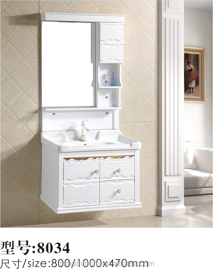 Wall Hung Waterproof PVC Bathroom Wash Basin Cabinet