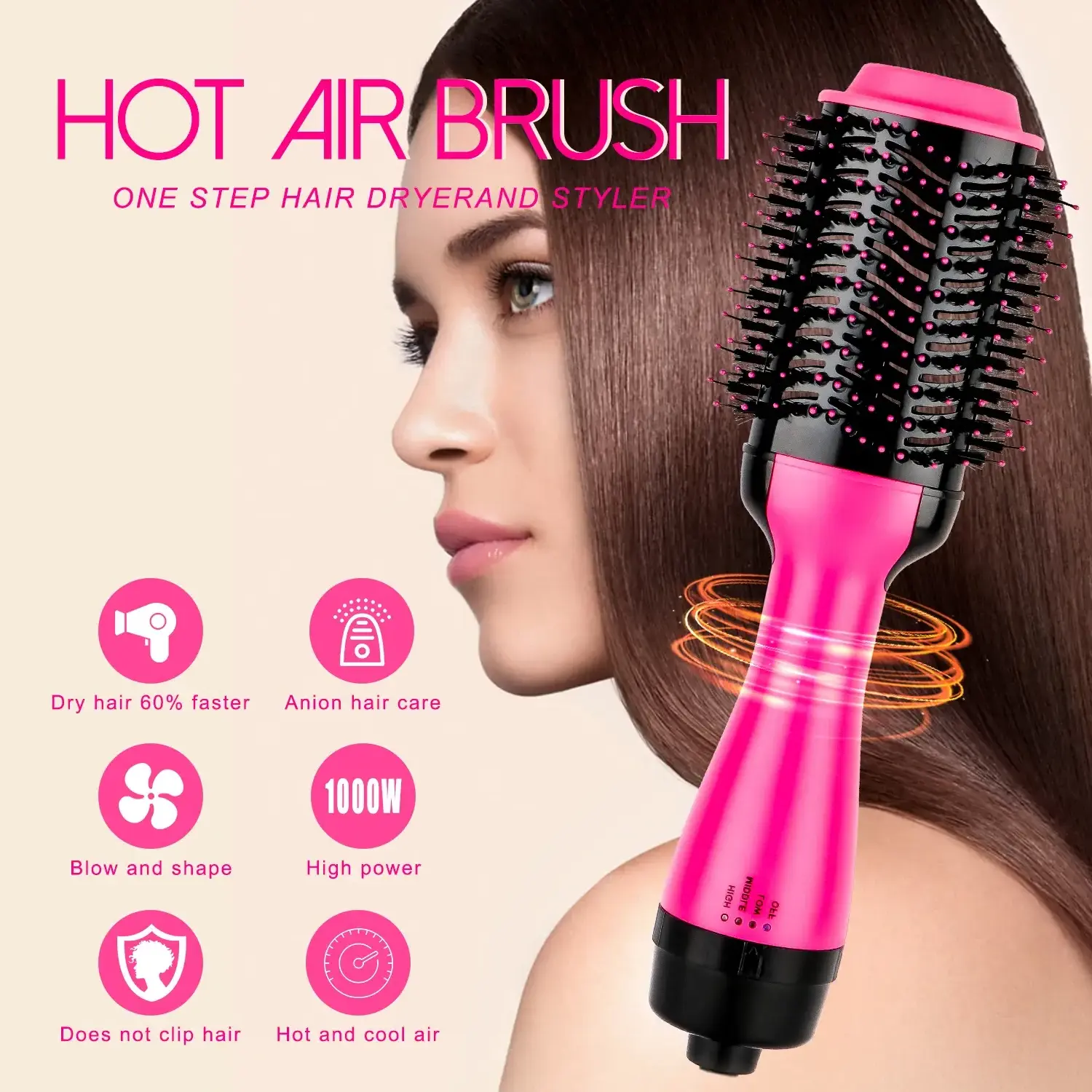 3 in 1 Hair Styler Dryer High Speed Beauty Merry Hair Dryer Professional Hair Straightener Curler Styling Tools Hot Air Brush