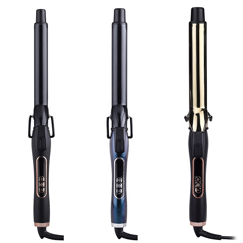 Professional  ceramic heating Barrels stable heating PTC heater heat up fast Lcd Titanium Barrel Curling Wand Curling Iron