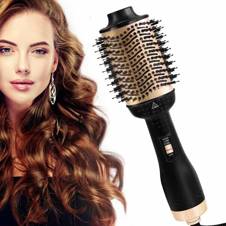 Negative Ion Multi-functional Hair Comb Black Gold  110v Hot Air Comb