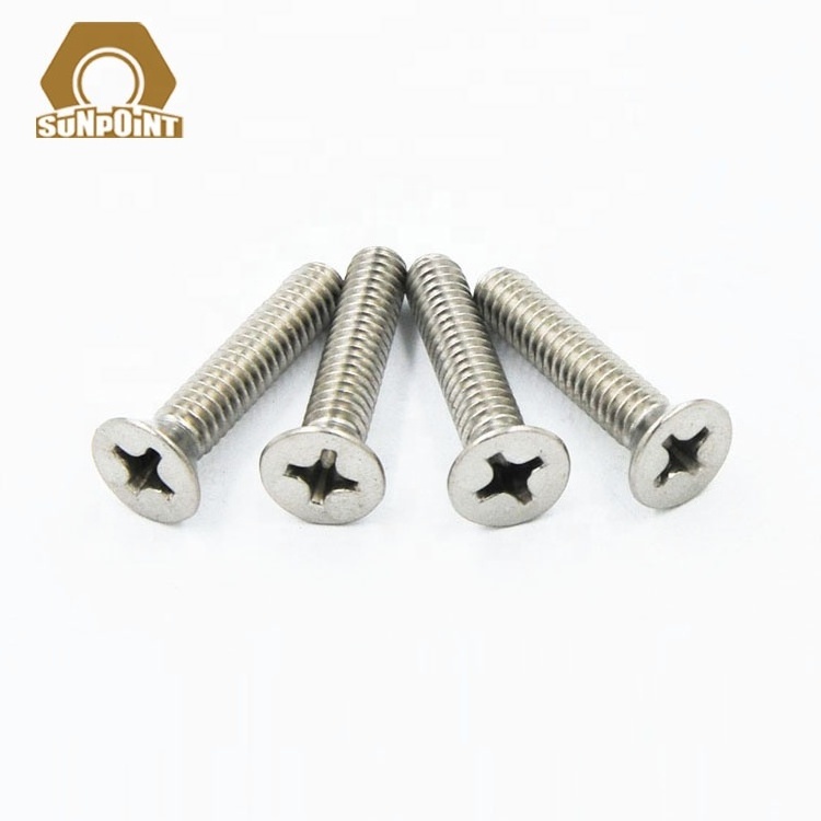 DIN965 Stainless Steel 304 Countersunk Cross Recessed Flat Head Machine Screw