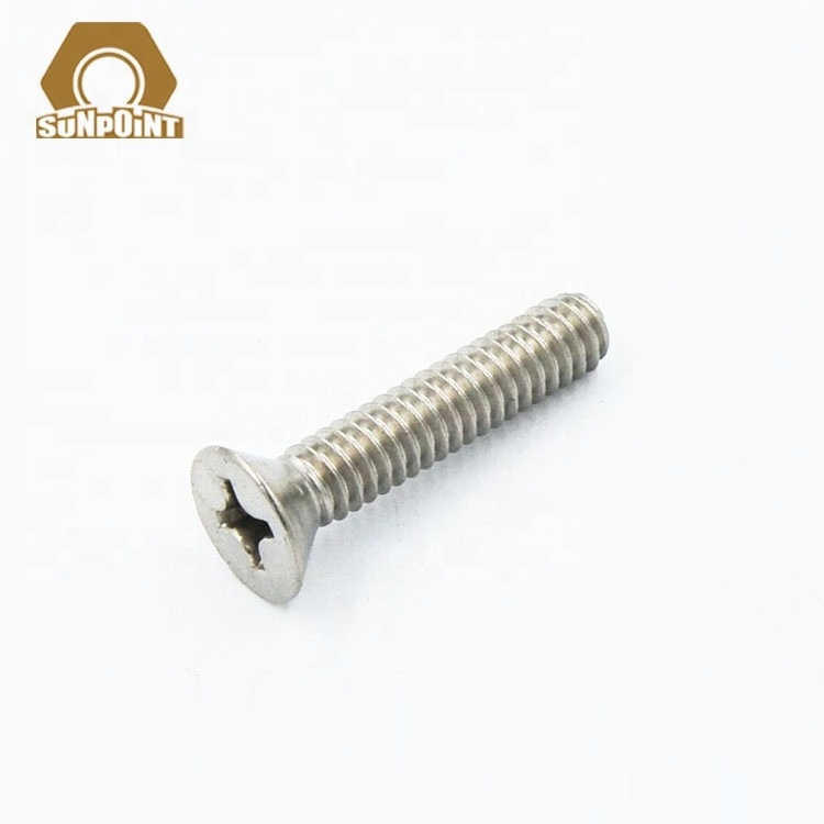 DIN965 Stainless Steel 304 Countersunk Cross Recessed Flat Head Machine Screw