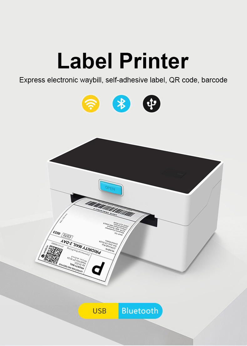 4 Inch Logistics Courier Mailing Order 100 X 150 Barcode Qr Code Inkless Shipping Label Amazon Sticker Printer For Warehouse