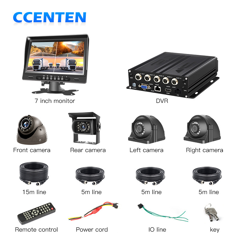 CCENTEN 4CH 8CH Cctv Set Car Dvr Camera Dash Cam Dvr Mobile truck Dvr System Car Monitor bus ai 4g gps mdvr