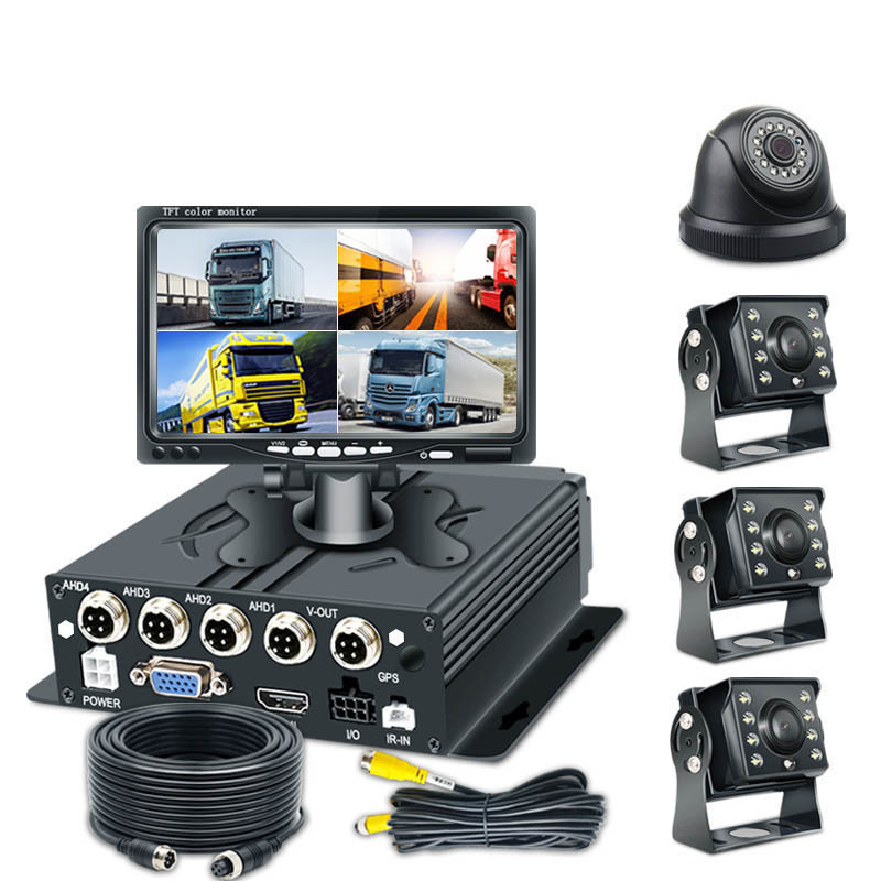 Vehicle Car Bus 4CH MDVR Kit 4 Channel Security Camera System Truck 7 Inch AV Monitor 1080P SD DVR Recorder