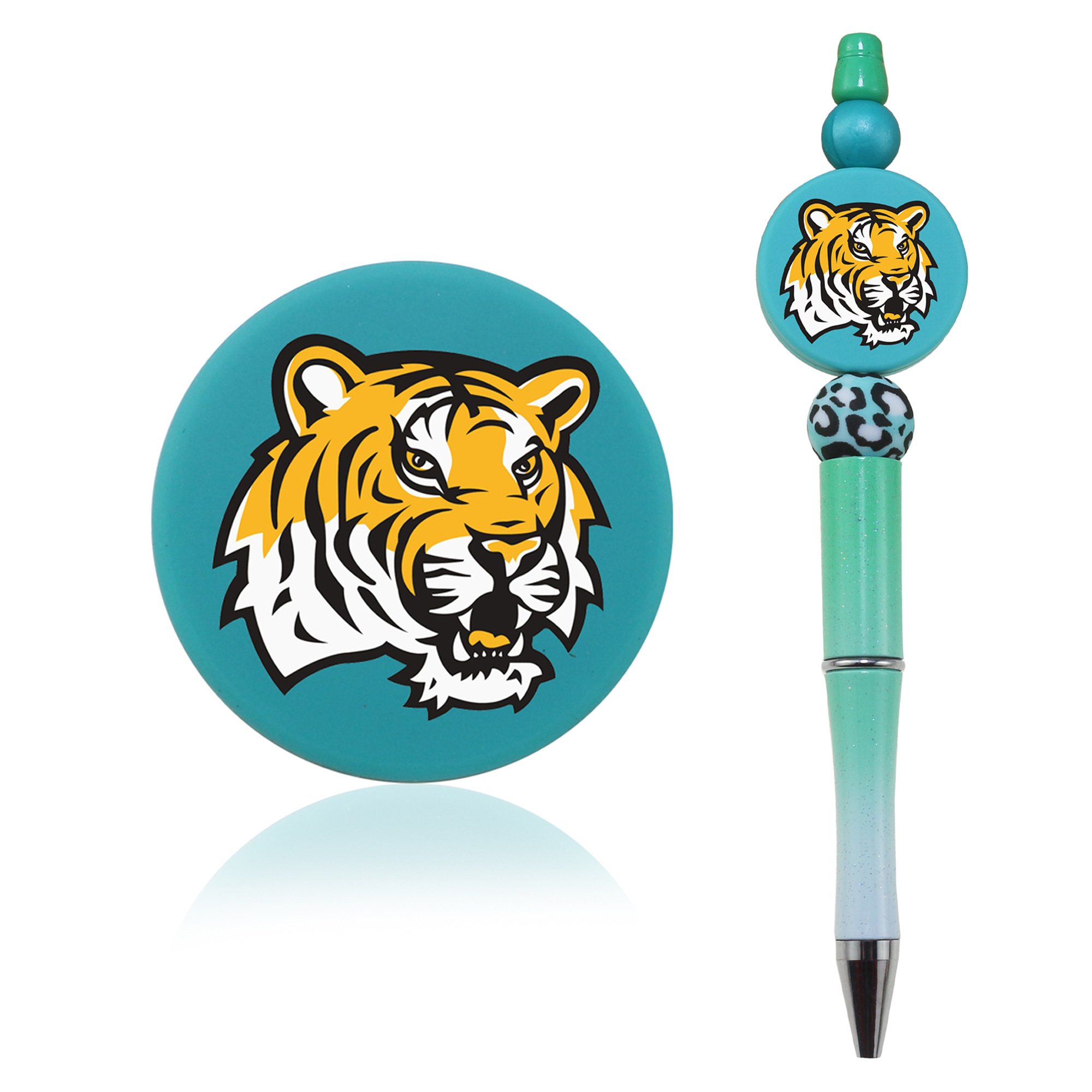 2024 New Western Football Team NFL Print Your Own Custom 30mm Pearl Silicone Focal beads Flat Beads For Pens