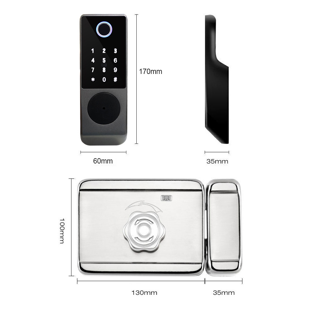 Electronic Keyless Keypad Deadbolt Door Rim Lock Fingerprint Door Lock for Home