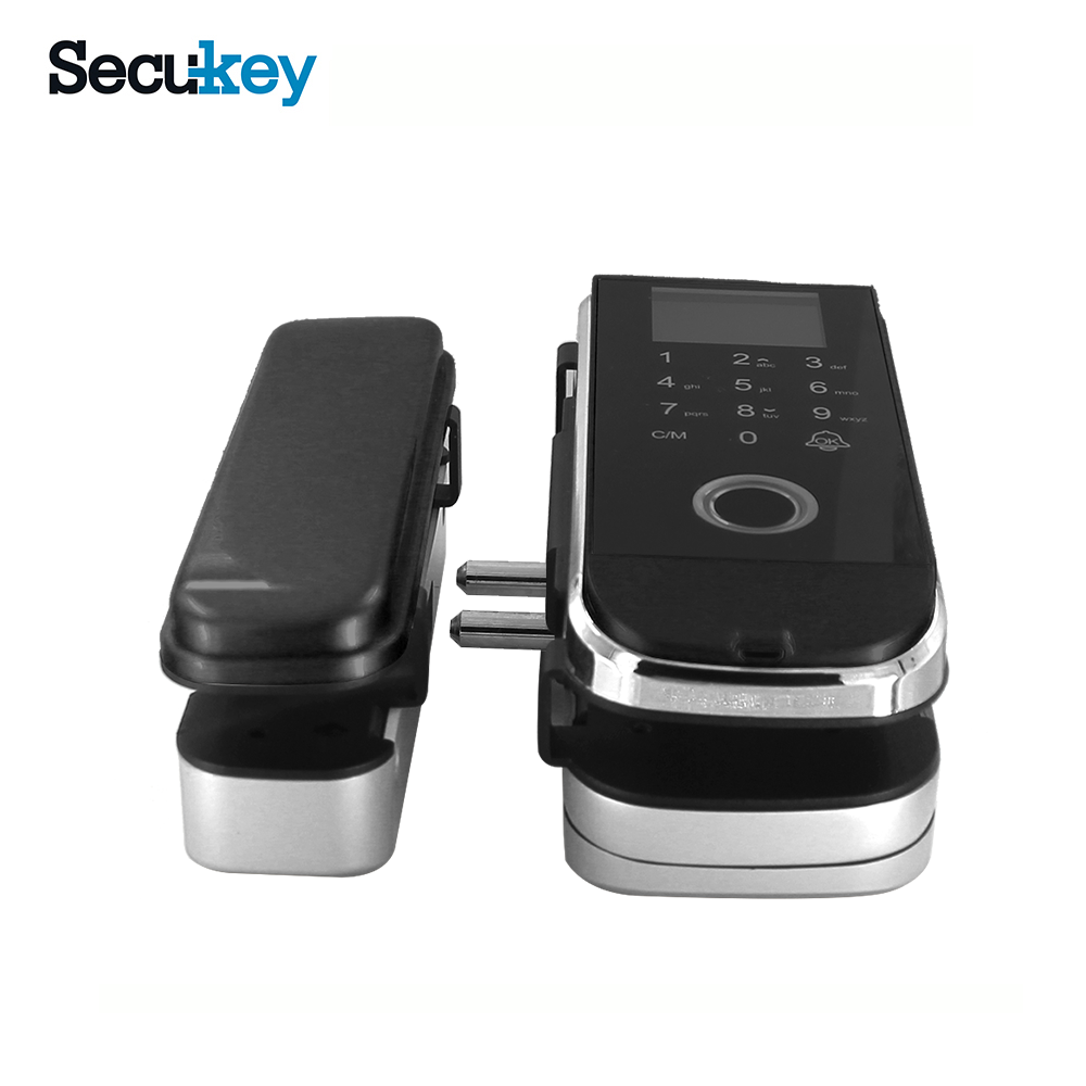 Secukey Fingerprint Sensor Biometric Glass Door Lock Commercial Smart Keypad Biometric Fingerprint Access Control