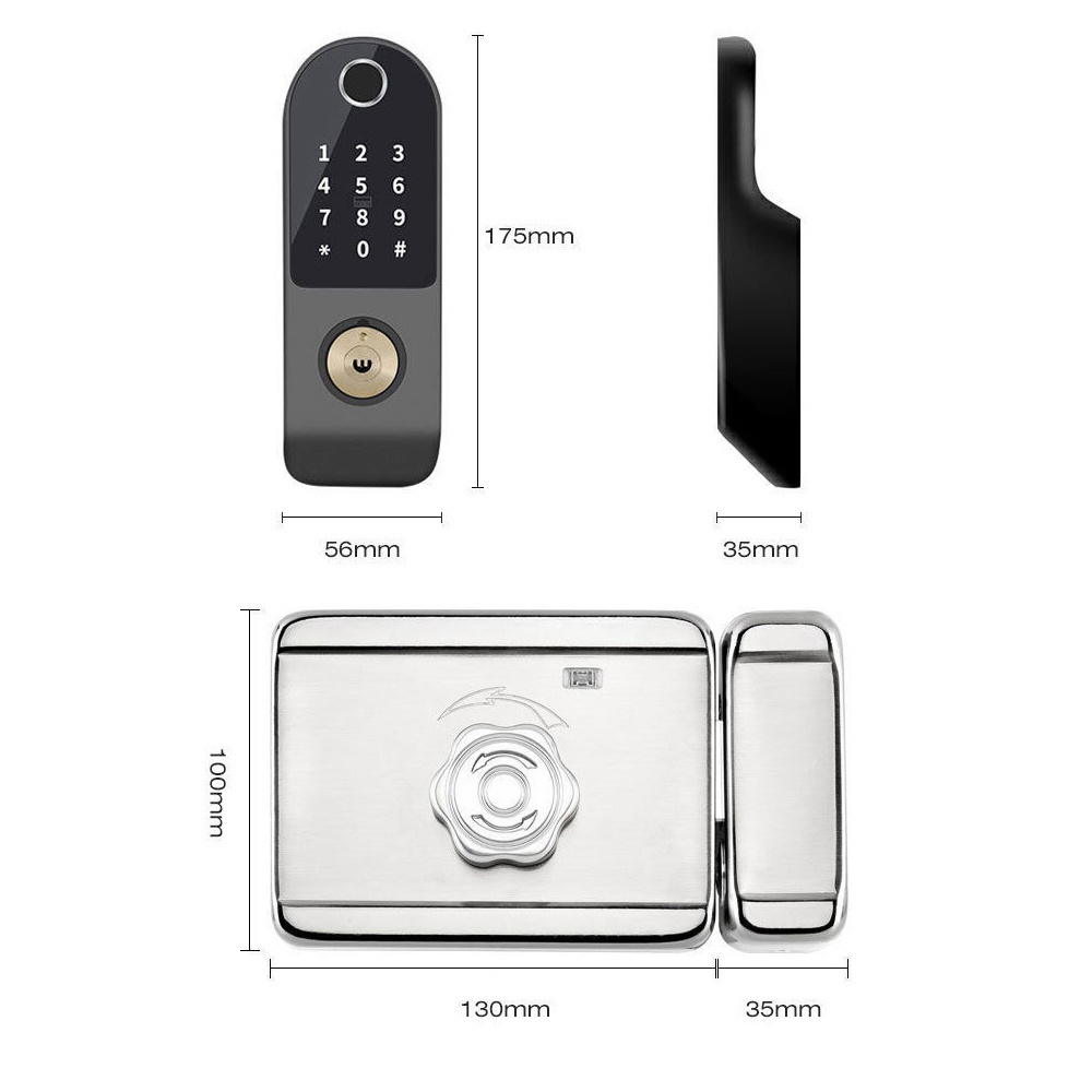 Front Door Lock Set Keyless Entry with Deadbolt Double-sided Fingerprint Rainproof Combination Smart Rim Lock