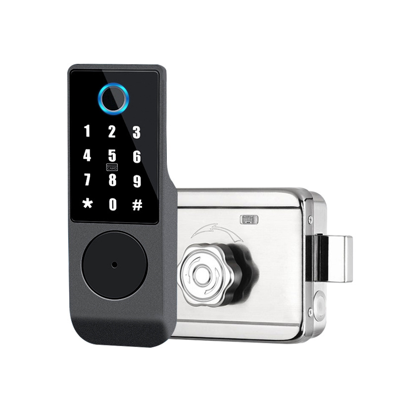 Ip54 Fingerprint Wireless Lock Dual Sides Smart Gate Lock With Bluetooth Door Lock Metal Case  D4-W