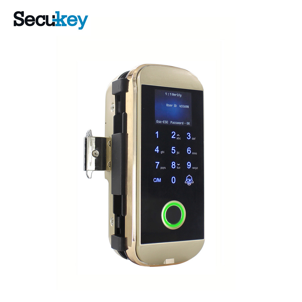 Commercial smart keypad biometric fingerprint glass sliding door lock