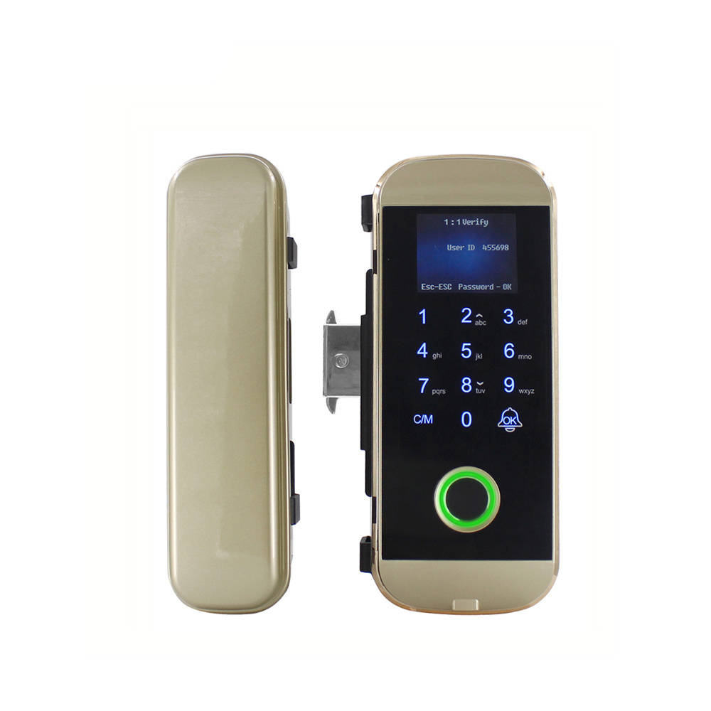 Commercial smart keypad biometric fingerprint glass sliding door lock