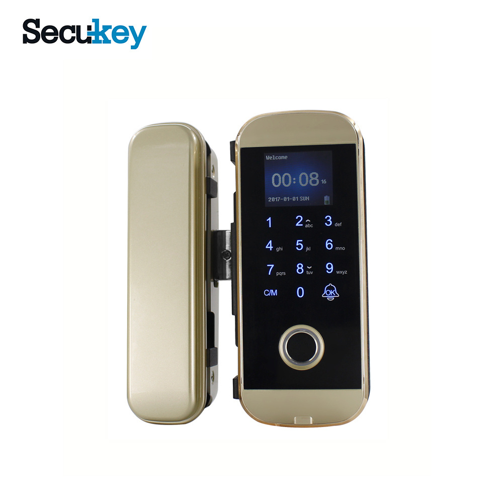 Commercial smart keypad biometric fingerprint glass sliding door lock