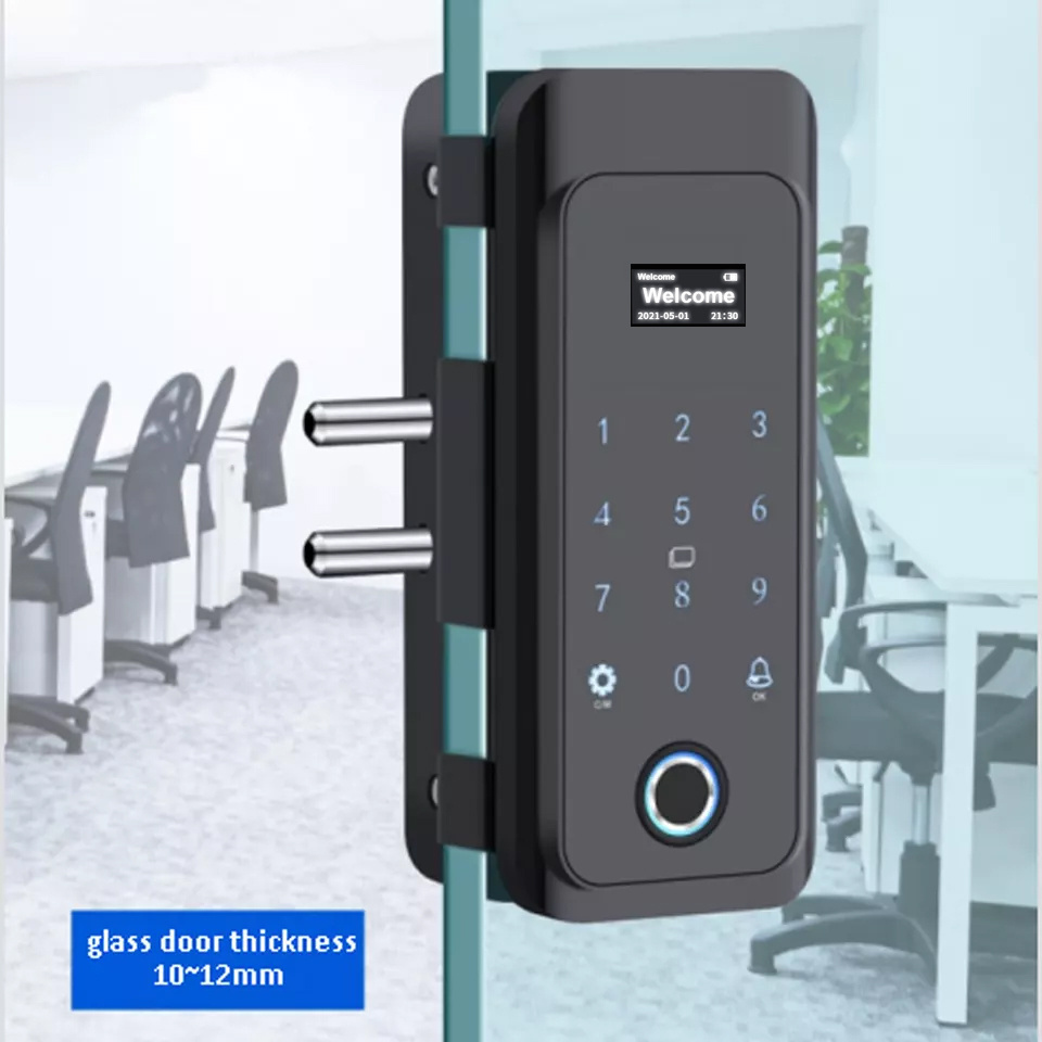 Tuya APP Ble Commercial Glass Door Lock, Smart Fingerprint Locks for Office Entry