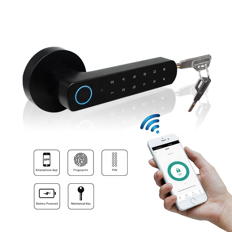 Tuya WiFi App Smart Door Lock Biometric lock fingerprint door handle Digital Keyless lock