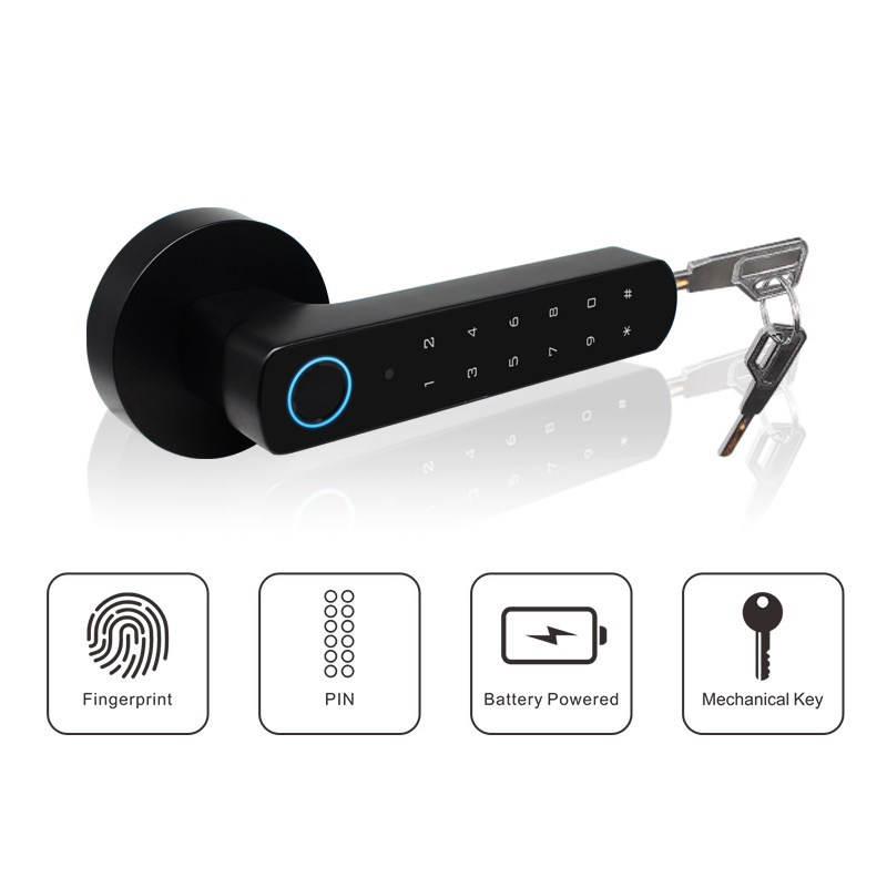 Secukey Tuya APP Fingerprint Cylinder Door Lock Biometric Smart Lock - D100-BT, Key+Fingerprint+Password Access