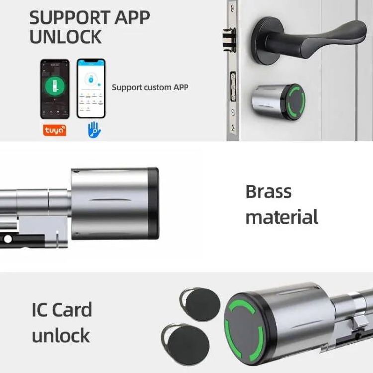 Euro Profile IP65 Keyless Smart Cylinder Lock TTlock Tuya Standard Electronic Door Lock Cylinder