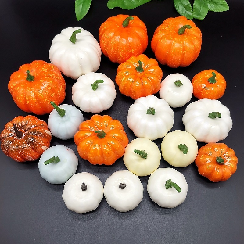 Artificial Faux foam pumpkins decorative white for Halloween Thanksgiving Table Fall Harvest Home Decor