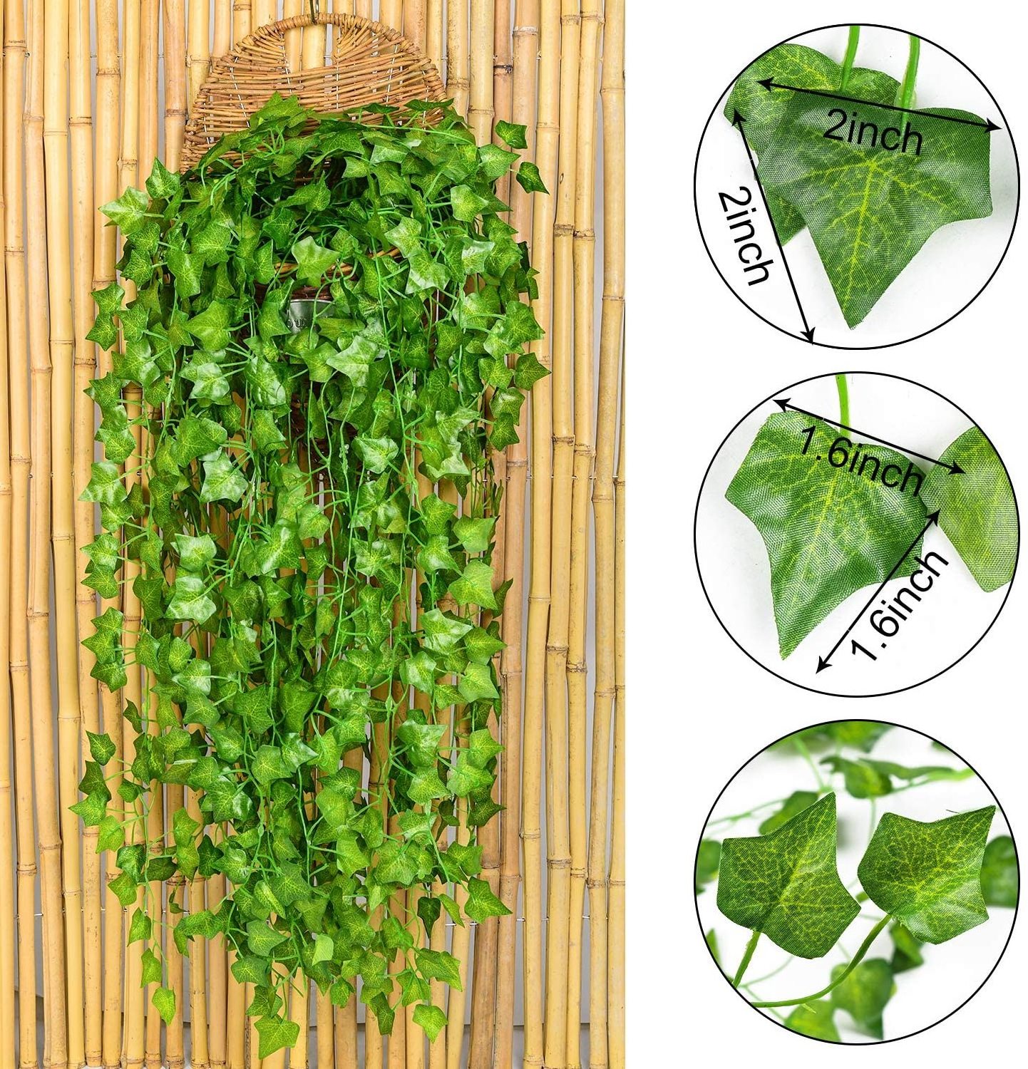 Vine Hanging Garland Foliage Flowers Artificial Ivy Leaf Plants for Home Kitchen Garden Office Wedding Wall Decor