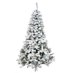 7ft 7.5ft 8ft 9ft 10ft 12ft 15ft 16ft Pre lit large led Artificial white Christmas Flocked Snow Tree with lights Outdoor decor