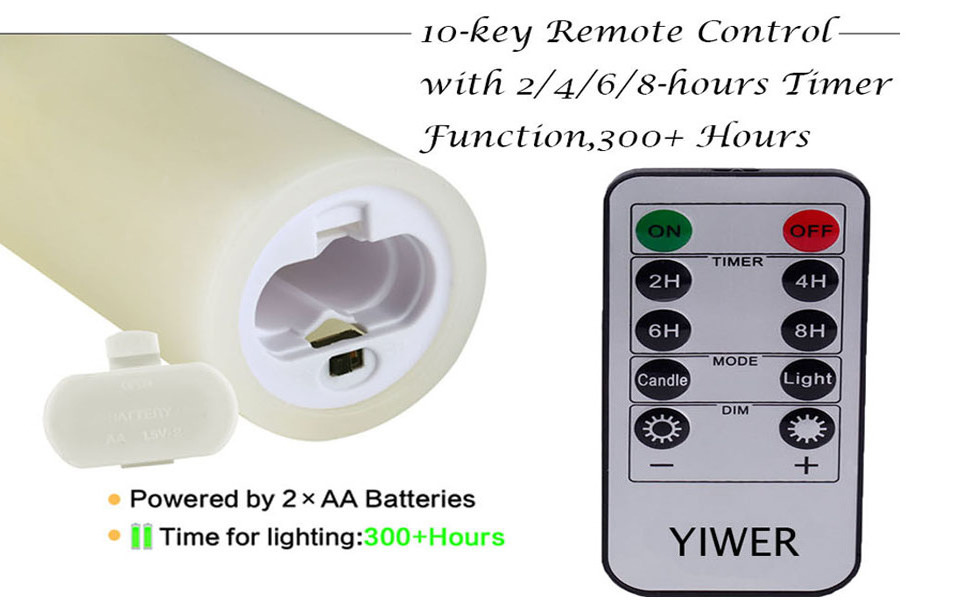 6PCS 9PCS 12PCS Flameless Flickering Battery Operated Real Wax Pillar LED Candles with10-Key Remote Cycling 24 Hours Timer