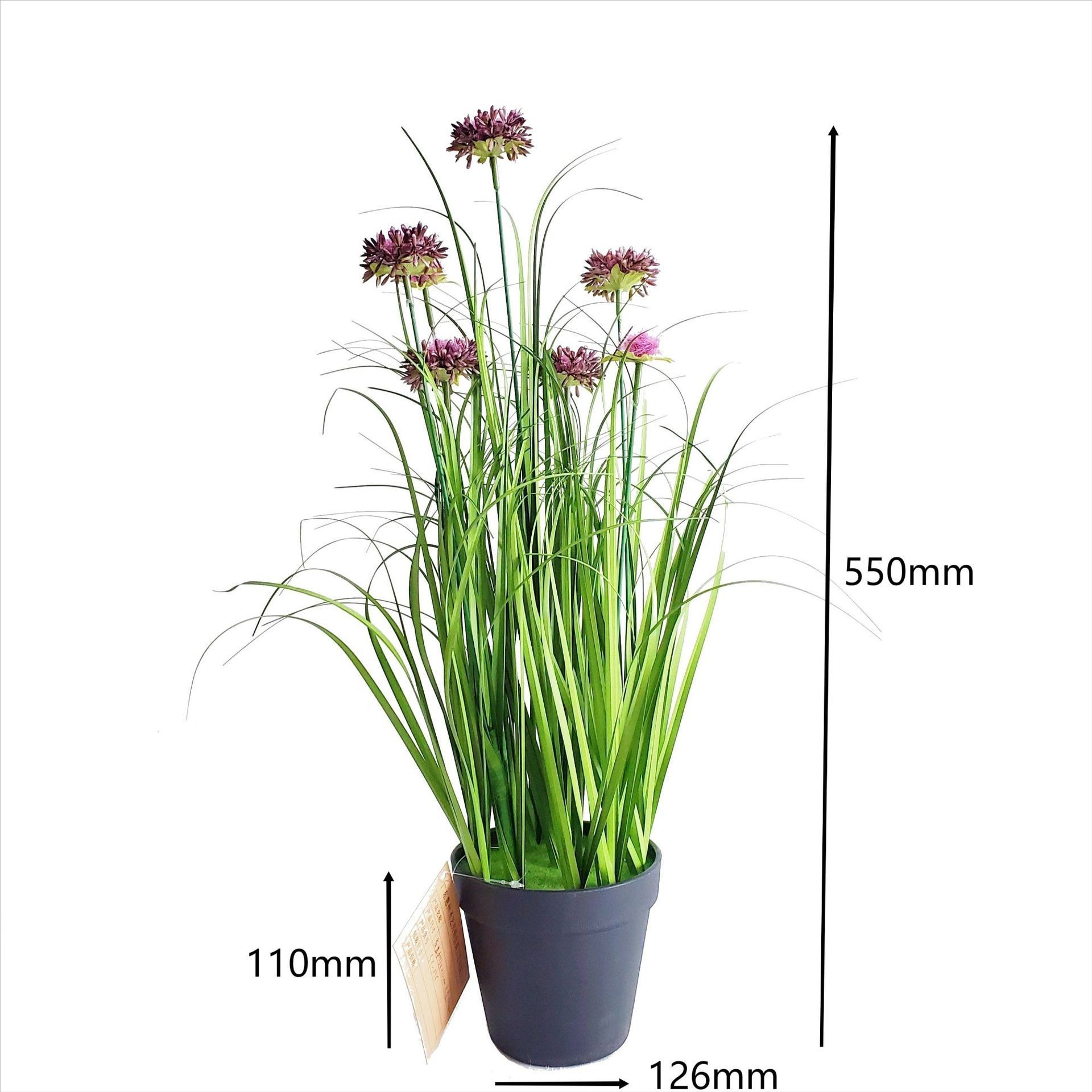 Senmasine 55cm 7 Head Flowers Artificial Onion Grass Plants With Plastic Pot Home Garden Office Desk Decoration Manufacture