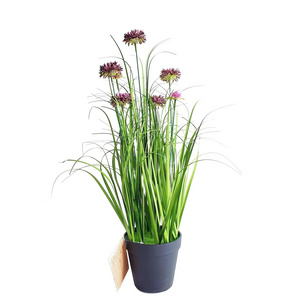 Senmasine 55cm 7 Head Flowers Artificial Onion Grass Plants With Plastic Pot Home Garden Office Desk Decoration Manufacture