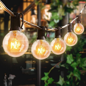 Senmasine G40 25FT led Globe String Lights for indoor Outdoor Patio C7 E12 Edison Glass Bulbs 2 Spare Waterproof Connectable