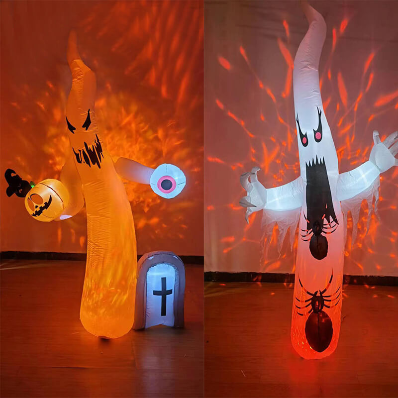 Multiple Styles Halloween Inflatable Ghost For Outdoor Indoor Decoration Blow Up Built-in Led Flame Projector Light