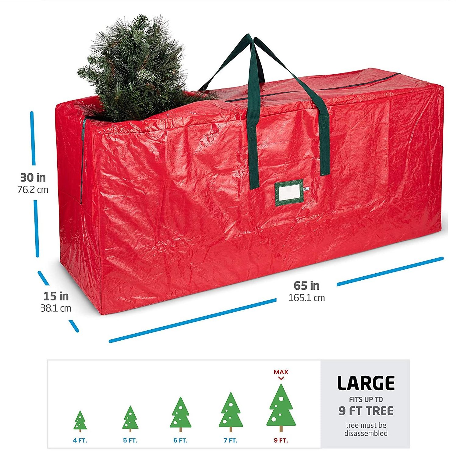 Large Christmas Tree Storage Bag with Durable Reinforced Handles Dual Zipper Waterproof Material Protects