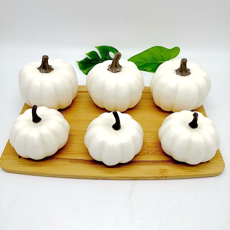 Artificial Faux foam pumpkins decorative white for Halloween Thanksgiving Table Fall Harvest Home Decor