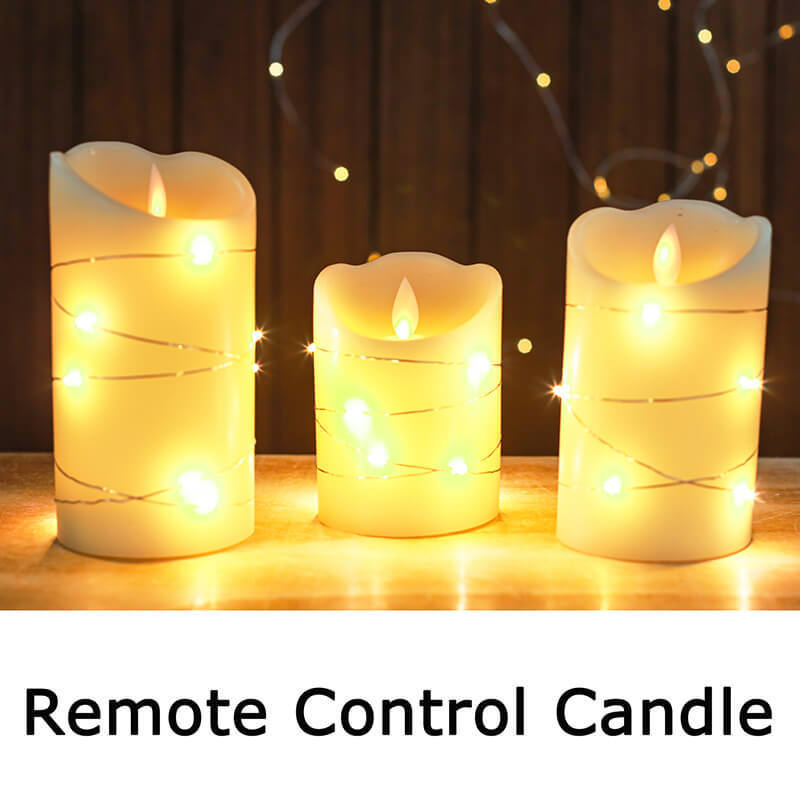 Senmasine 3PCS Battery Operated Led Candles Remote Control Timer Flashing Flame Real Wax Flameless Candle