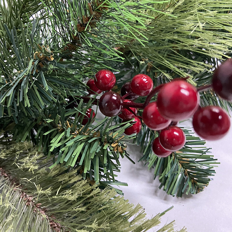 Senmasine 6ft Christmas artificial garlands with pine cones red berry artificial pvc pine needle branch