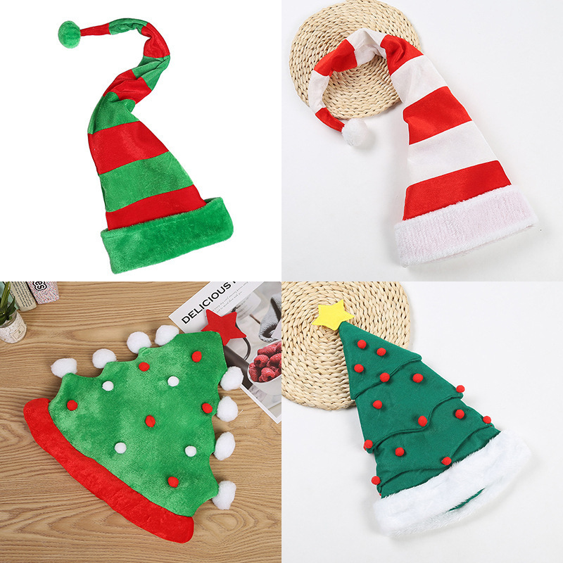 Christmas decorations wholesale Christmas hat for xmas festival party decor Santa glitter elf hats tree shaped