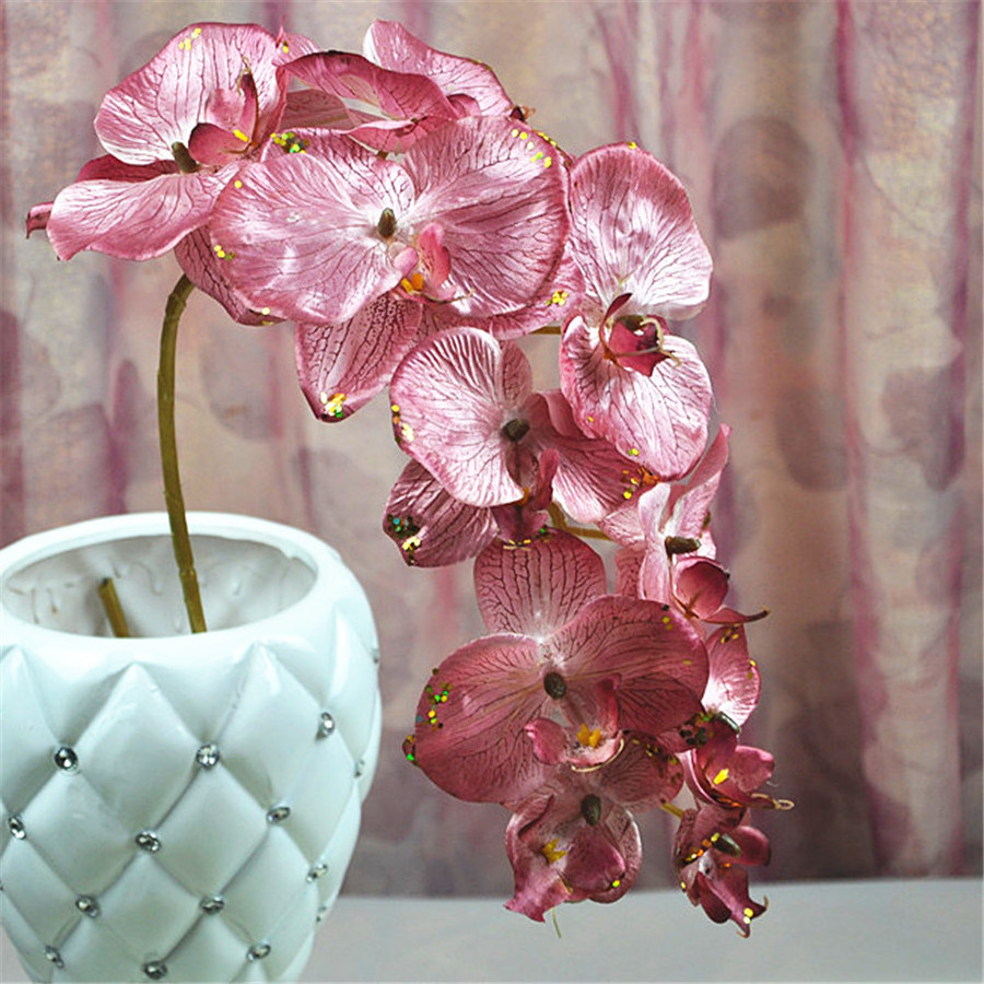 Artificial silk butterfly orchid decorative flowers for wedding home decor pink blue white