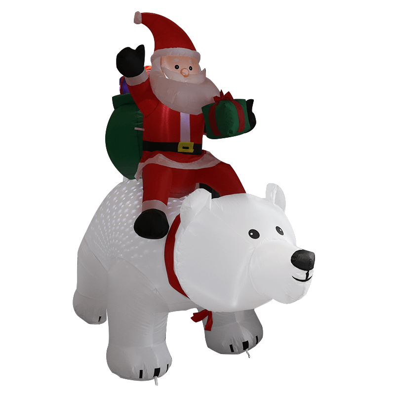 6ft Santa Claus Riding Polar Bears Christmas Inflatable Bear With Built-in Led Lights Blow Up Yard Xmas Party Decoration