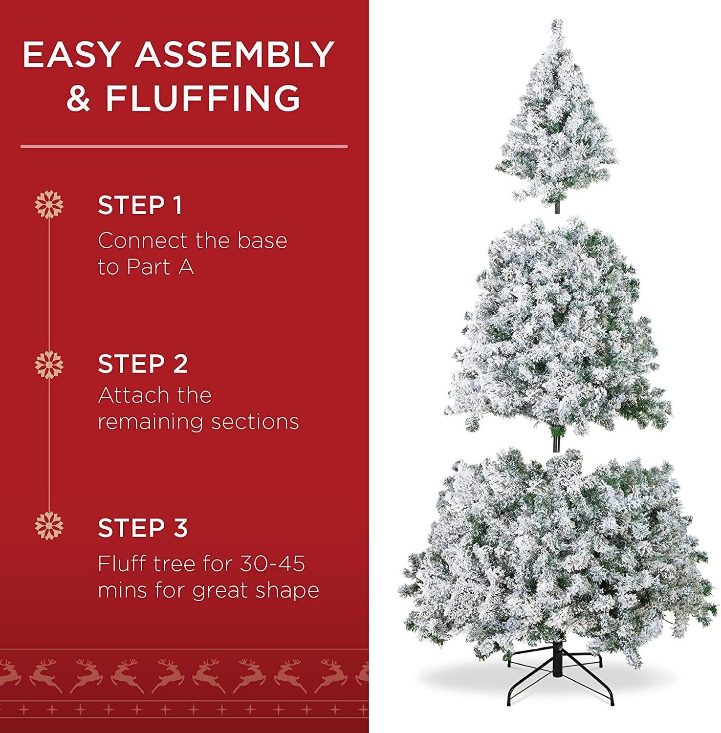 6ft Premium Artificial Holiday Christmas Pine Snow Flocked Tree for Home Office Party Decoration