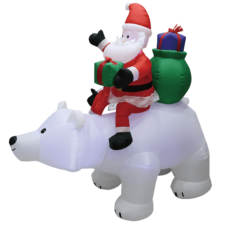 6ft Santa Claus Riding Polar Bears Christmas Inflatable Bear With Built-in Led Lights Blow Up Yard Xmas Party Decoration