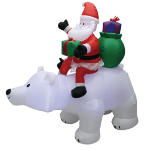 6ft Santa Claus Riding Polar Bears Christmas Inflatable Bear With Built-in Led Lights Blow Up Yard Xmas Party Decoration