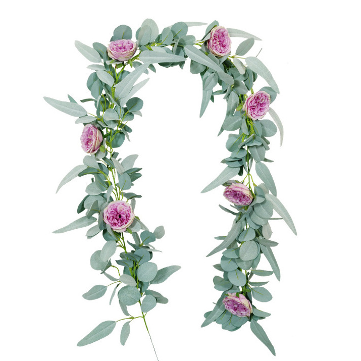 Artificial silk Rose Flower Vines Hanging Floral Ivy Wedding Flowers Party Garden Garland Decor 2m rose vines