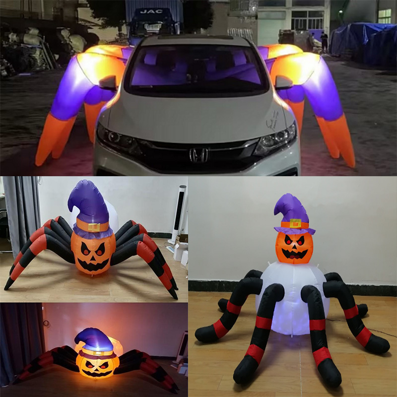 4ft 6ft Halloween Inflatable Spider With Built-in Led Multi Moving Projector Light Outdoor Indoor Party Decoration