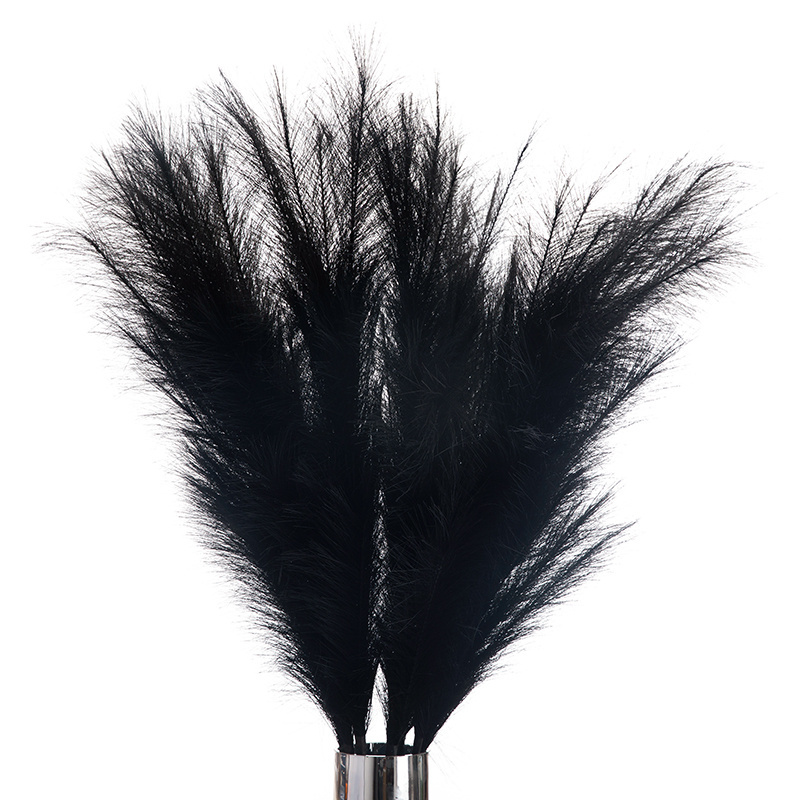 Black 110cm Tall Fluffy Artificial Pampass Dried Flowers Faux Pampas Grass For Home DIY Arrangement Vase Filler Boho Decorative