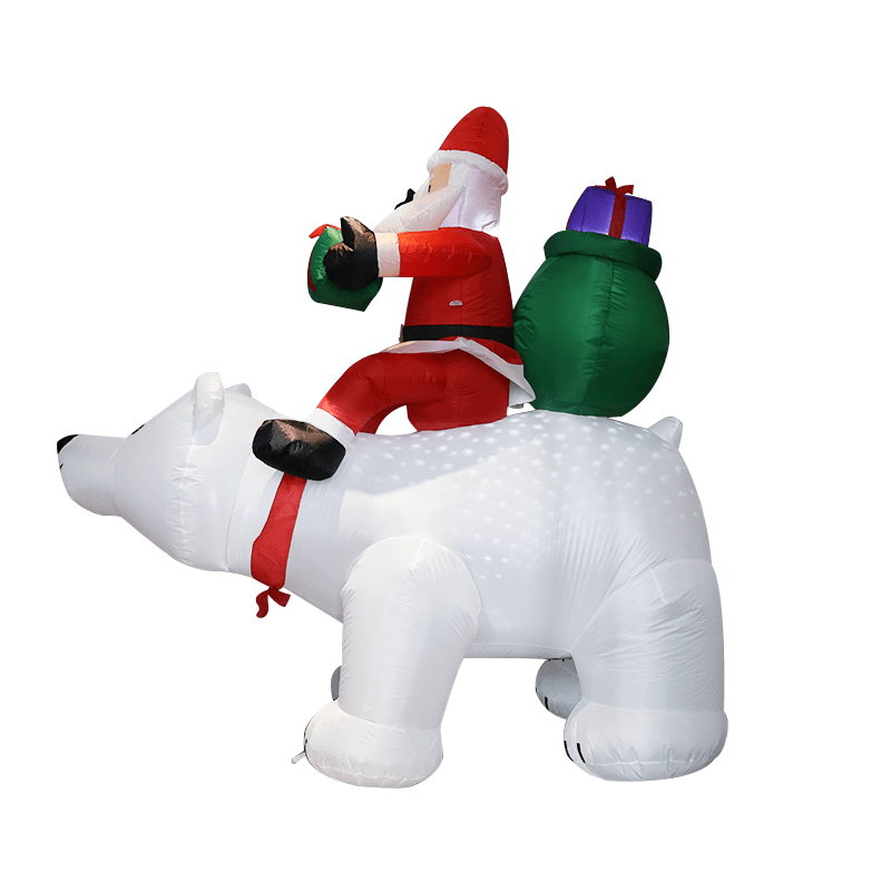 6ft Santa Claus Riding Polar Bears Christmas Inflatable Bear With Built-in Led Lights Blow Up Yard Xmas Party Decoration