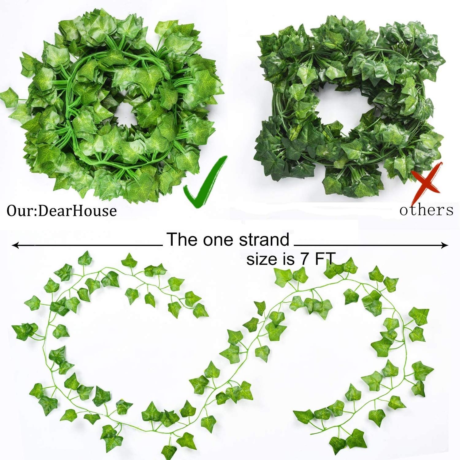 Vine Hanging Garland Foliage Flowers Artificial Ivy Leaf Plants for Home Kitchen Garden Office Wedding Wall Decor